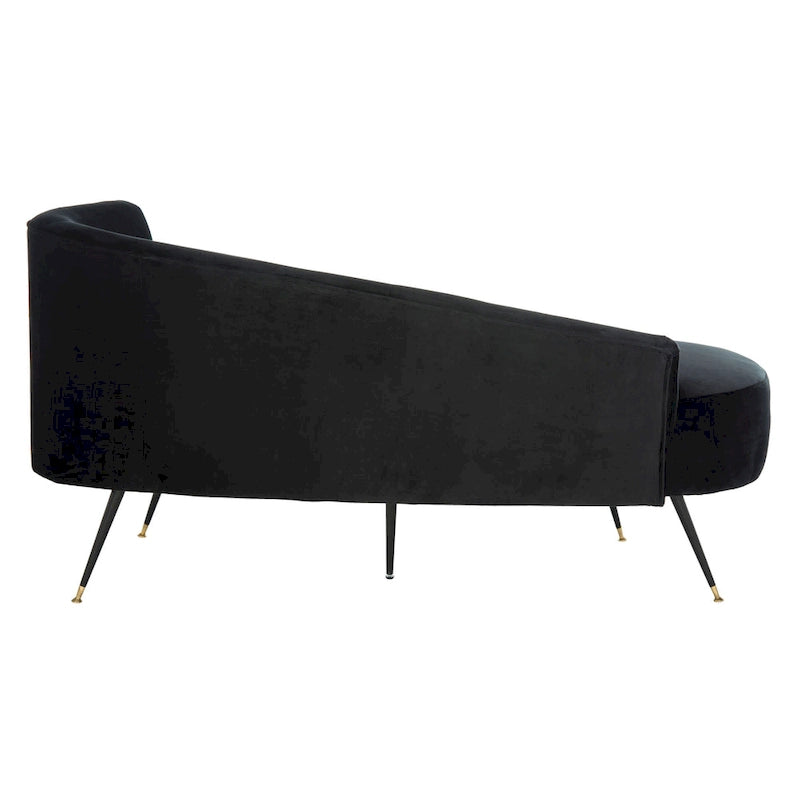 SAFAVIEH Helgrit Causeuse rétro glamour en velours noir et doré - 57,5 L x 27 P x 28 H - 58Lx27Px28H