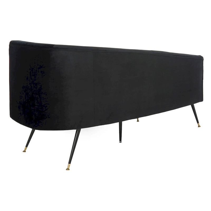 SAFAVIEH Helgrit Causeuse rétro glamour en velours noir et doré - 57,5 L x 27 P x 28 H - 58Lx27Px28H