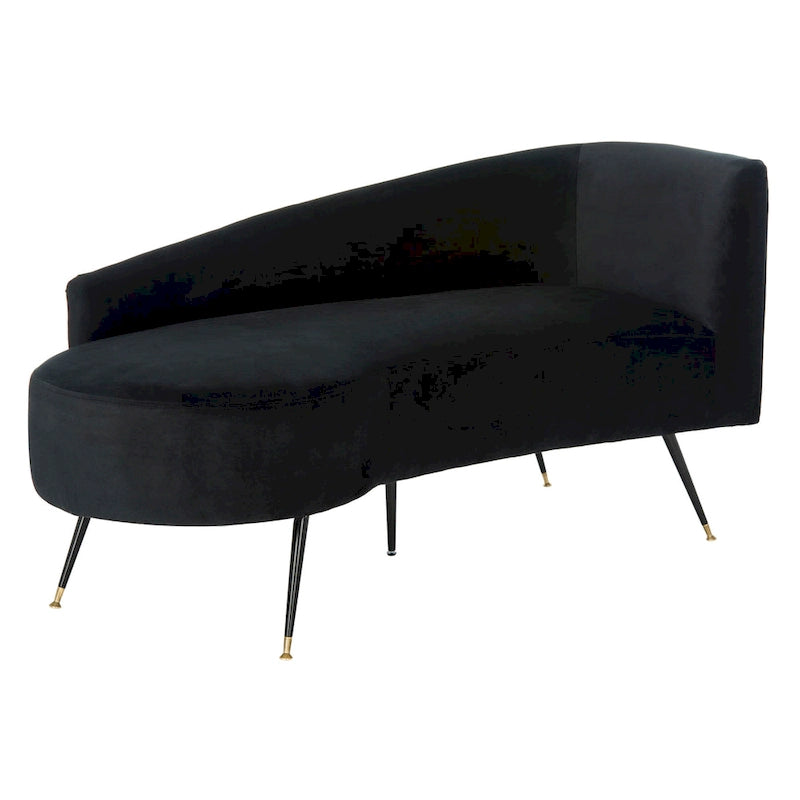 SAFAVIEH Helgrit Causeuse rétro glamour en velours noir et doré - 57,5 L x 27 P x 28 H - 58Lx27Px28H