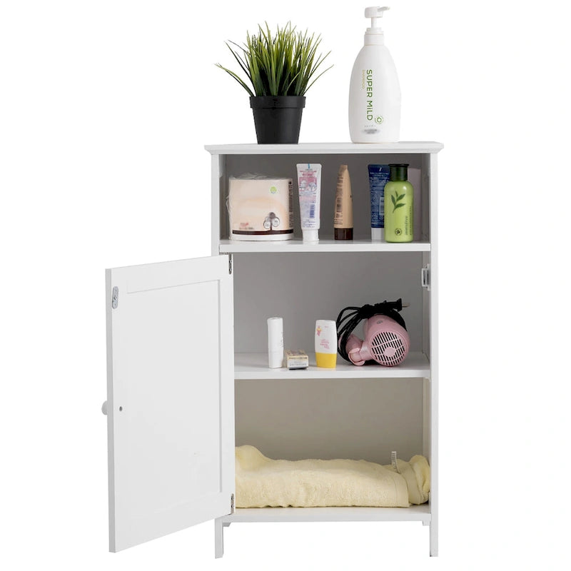 Meuble de rangement de salle de bain au sol avec porte simple et étagère réglable