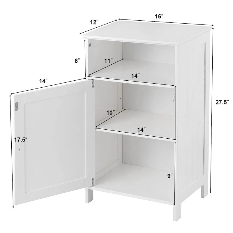 Meuble de rangement de salle de bain au sol avec porte simple et étagère réglable