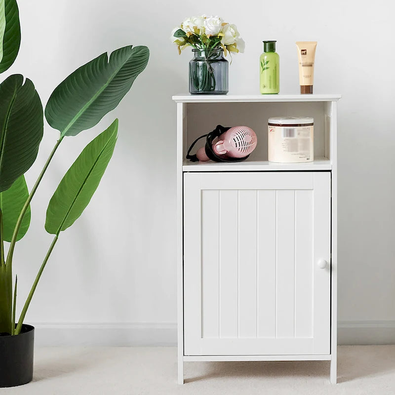 Meuble de rangement de salle de bain au sol avec porte simple et étagère réglable