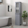 kleankin Meuble de rangement de salle de bain fin, Armoire de salle de bain haute, Colonne de salle de bain étroite avec porte en acrylique, tiroir et étagères, Gris