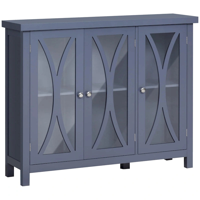 HOMCOM Buffet de cuisine moderne, Bahut avec 2 armoires de rangement, Portes vitrées