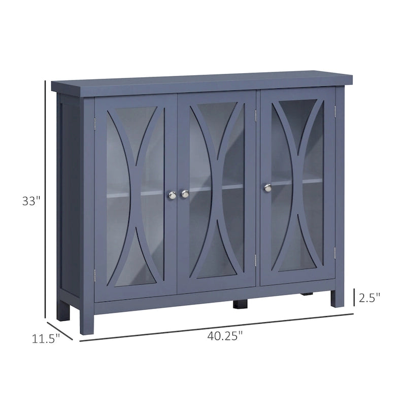 HOMCOM Buffet de cuisine moderne, Bahut avec 2 armoires de rangement, Portes vitrées