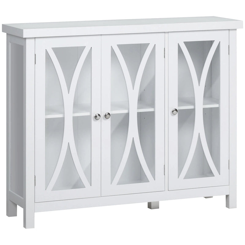 HOMCOM Buffet de cuisine moderne, Bahut avec 2 armoires de rangement, Portes vitrées