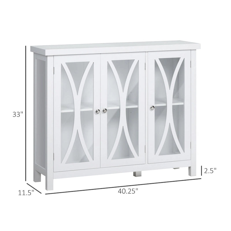HOMCOM Buffet de cuisine moderne, Bahut avec 2 armoires de rangement, Portes vitrées