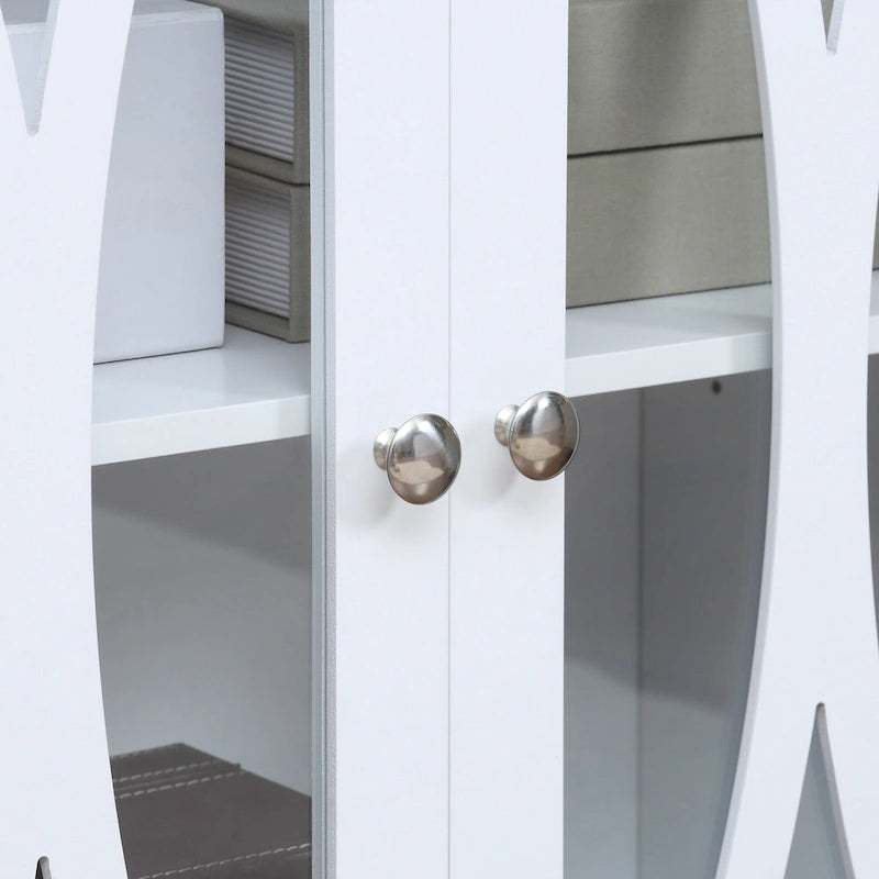 HOMCOM Buffet de cuisine moderne, Bahut avec 2 armoires de rangement, Portes vitrées
