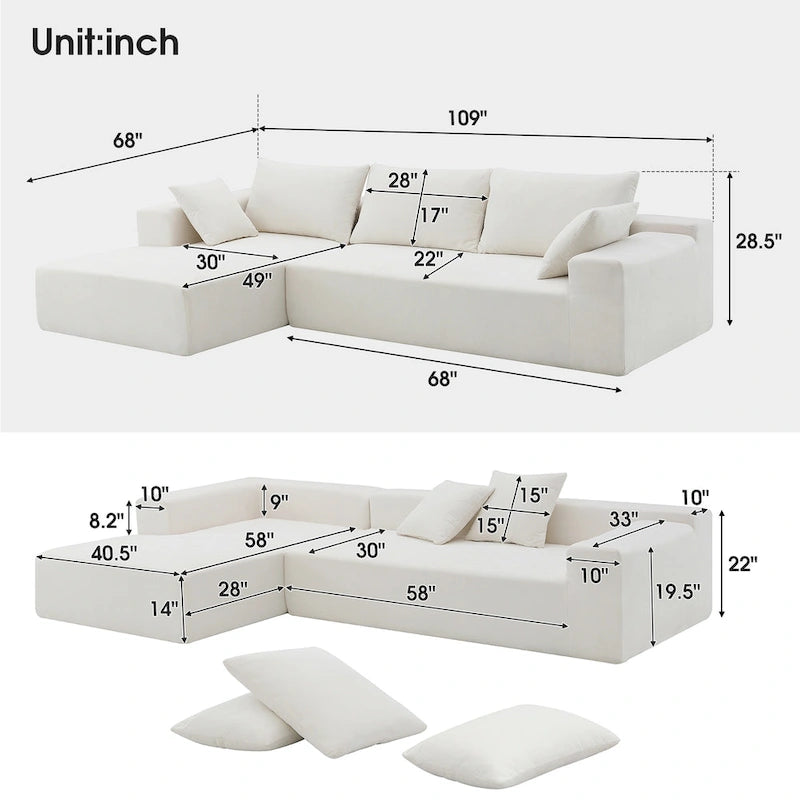 [VIDEO fourni] [Nouveau] Canapé d'angle modulaire de salon 109*68, style minimaliste moderne, canapé-lit rembourré pour
