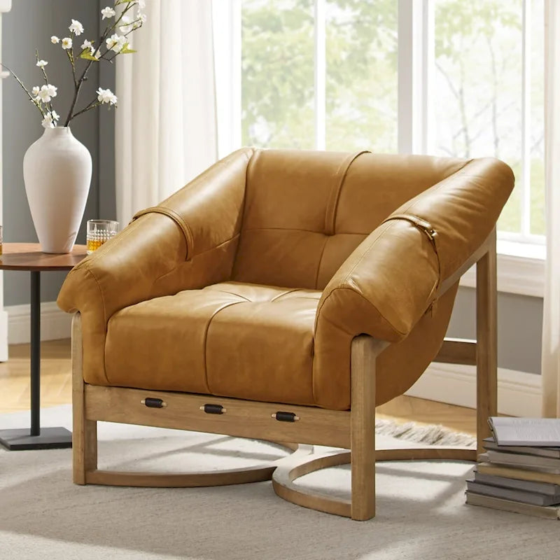 Chaise longue en cuir véritable Art Leon
