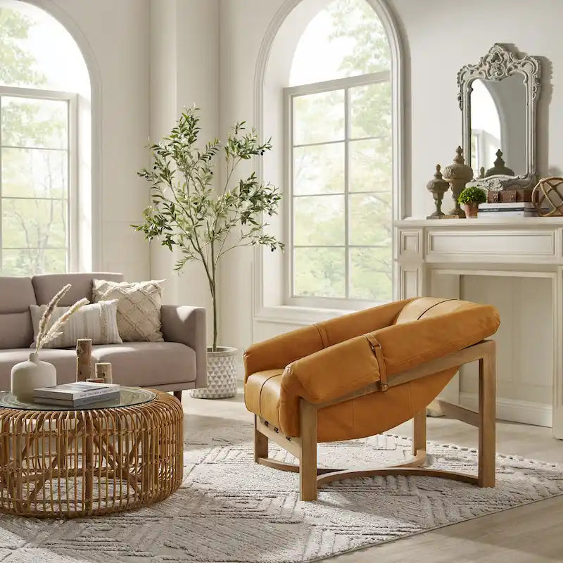 Chaise longue en cuir véritable Art Leon
