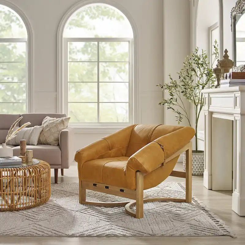 Chaise longue en cuir véritable Art Leon
