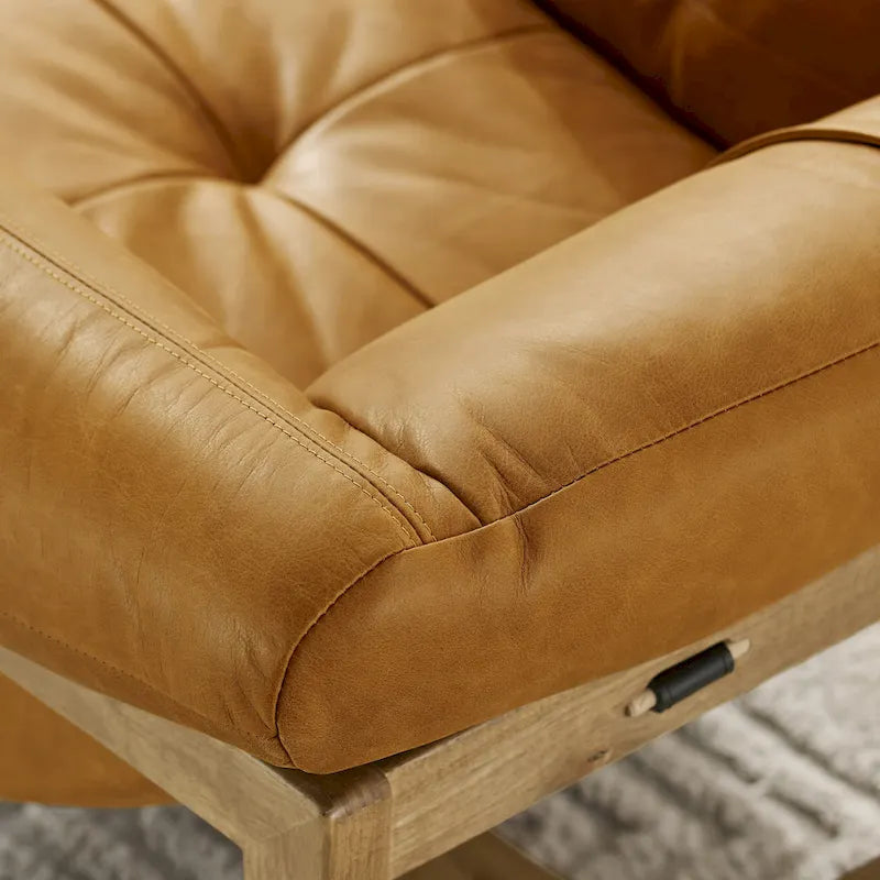 Chaise longue en cuir véritable Art Leon