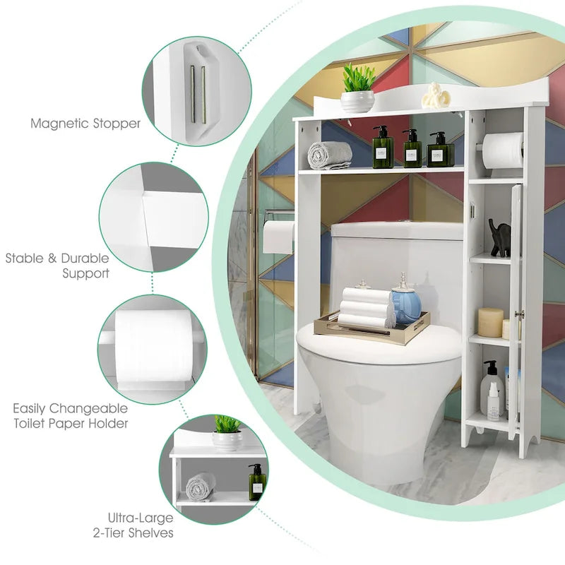 Meuble de rangement pour toilettes avec étagères réglables (économiseur d'espace de salle de bain)