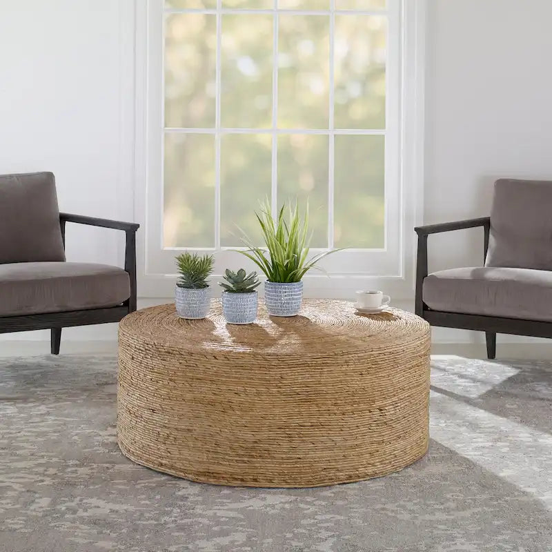 Table basse ronde tressée Rora Uttermost