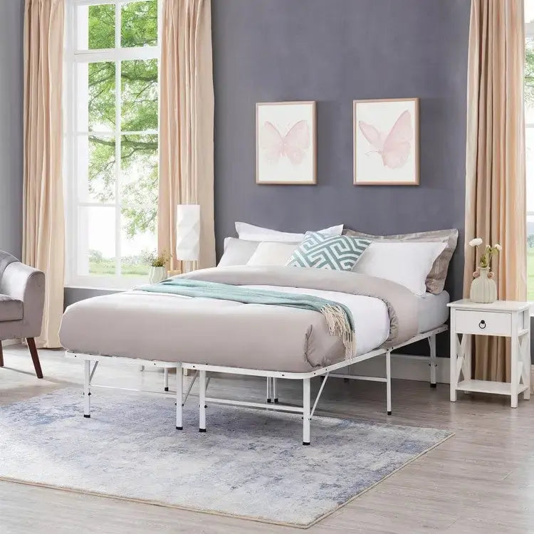 Cadre de lit plateforme pliable en métal de 14 po avec remplacement de sommier