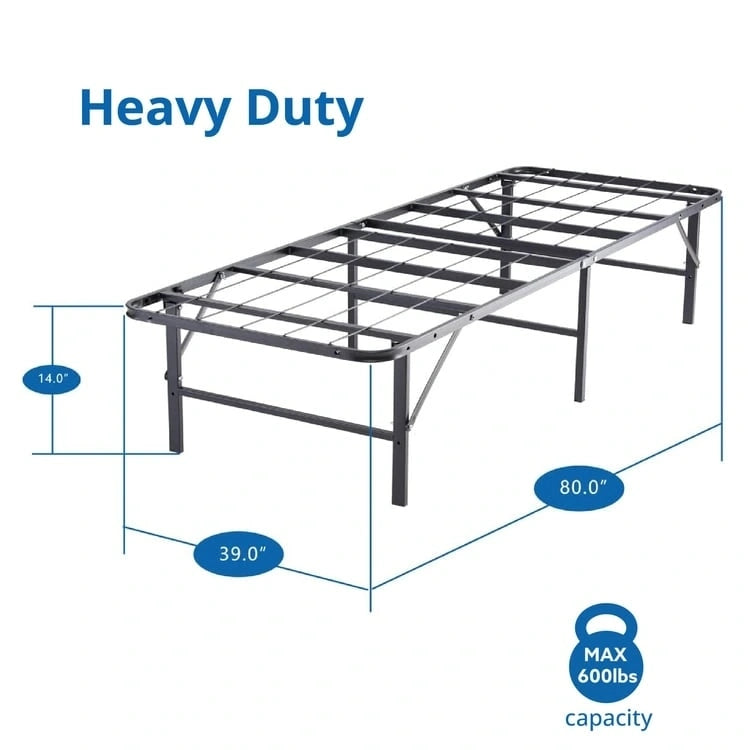Cadre de lit plateforme pliable en métal de 14 po avec remplacement de sommier