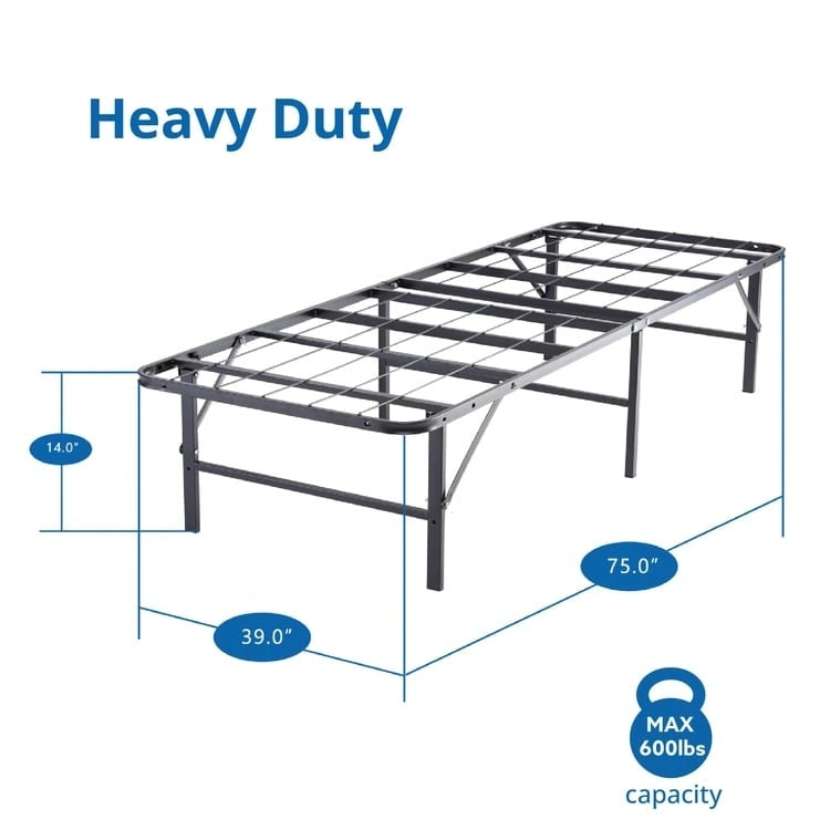 Cadre de lit plateforme pliable en métal de 14 po avec remplacement de sommier