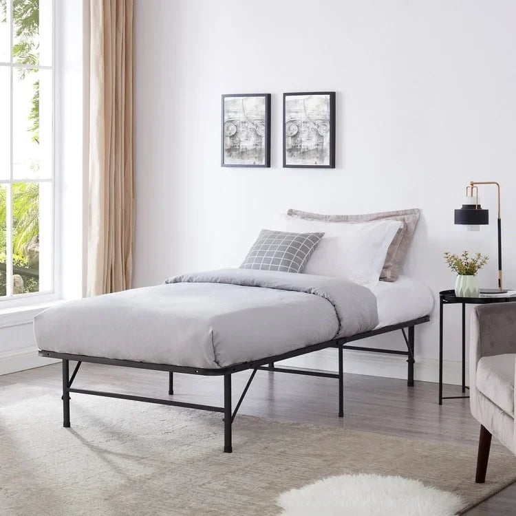 Cadre de lit plateforme pliable en métal de 14 po avec remplacement de sommier