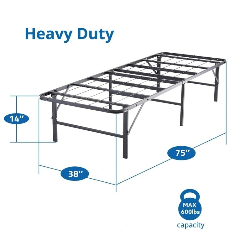 Cadre de lit plateforme pliable en métal de 14 po avec remplacement de sommier