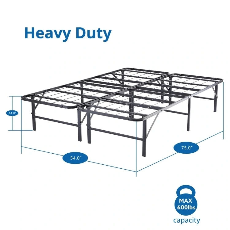 Cadre de lit plateforme pliable en métal de 14 po avec remplacement de sommier