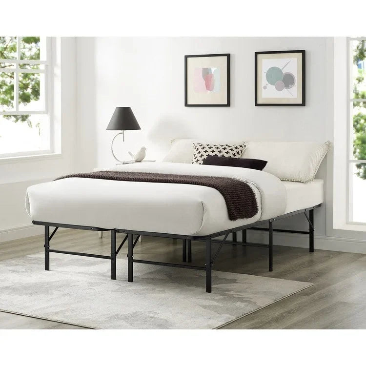 Cadre de lit plateforme pliable en métal de 14 po avec remplacement de sommier