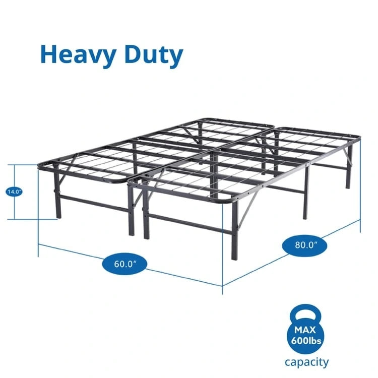 Cadre de lit plateforme pliable en métal de 14 po avec remplacement de sommier
