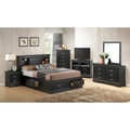 Lit plate-forme de rangement complet Louis Philippe avec 6 tiroirs de rangement
