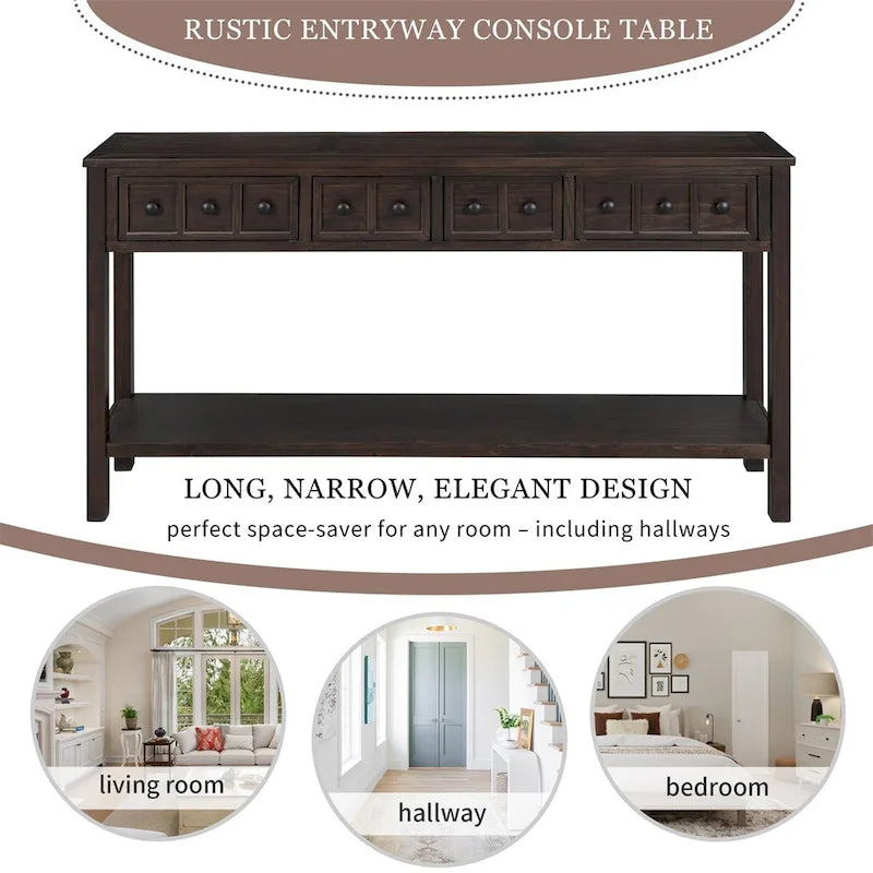 Console de 60" Merax avec tiroirs de différentes tailles et étagère inférieure
