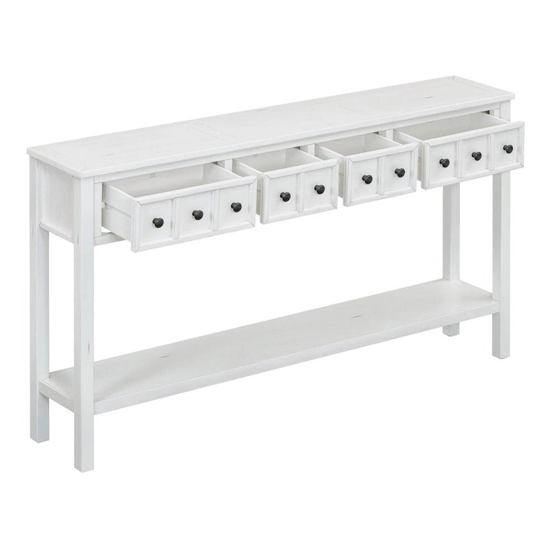 Console de 60" Merax avec tiroirs de différentes tailles et étagère inférieure