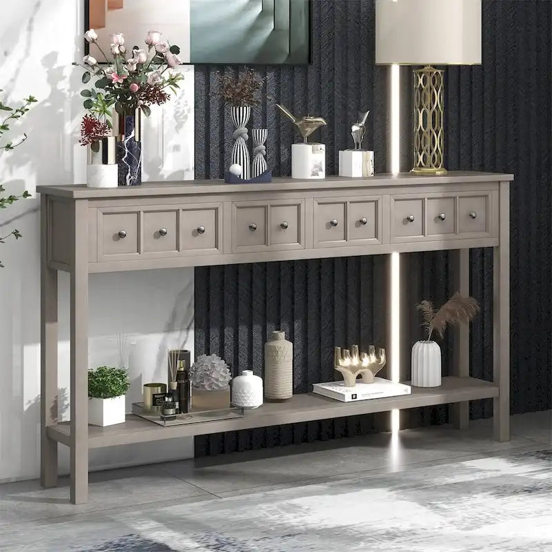 Console de 60" Merax avec tiroirs de différentes tailles et étagère inférieure