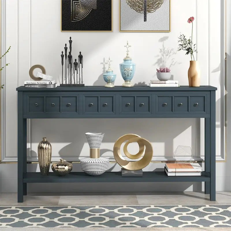 Console de 60" Merax avec tiroirs de différentes tailles et étagère inférieure