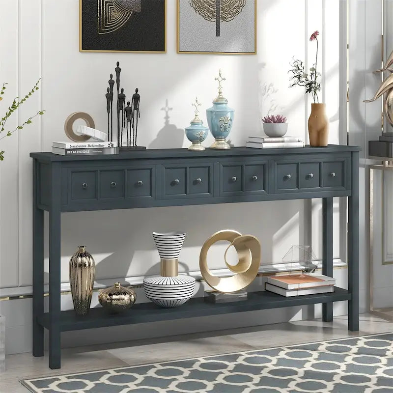 Console de 60" Merax avec tiroirs de différentes tailles et étagère inférieure