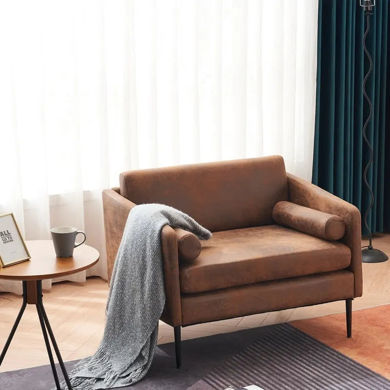 Fauteuil d'appoint enveloppant en tissu métallisé 1,5 places avec oreiller Fauteuil rond d'intérieur