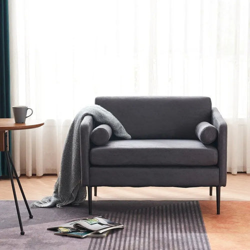 Fauteuil d'appoint enveloppant en tissu métallisé 1,5 places avec oreiller Fauteuil rond d'intérieur