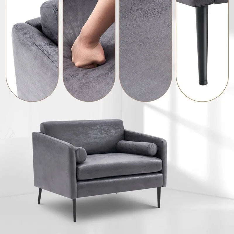 Fauteuil d'appoint enveloppant en tissu métallisé 1,5 places avec oreiller Fauteuil rond d'intérieur