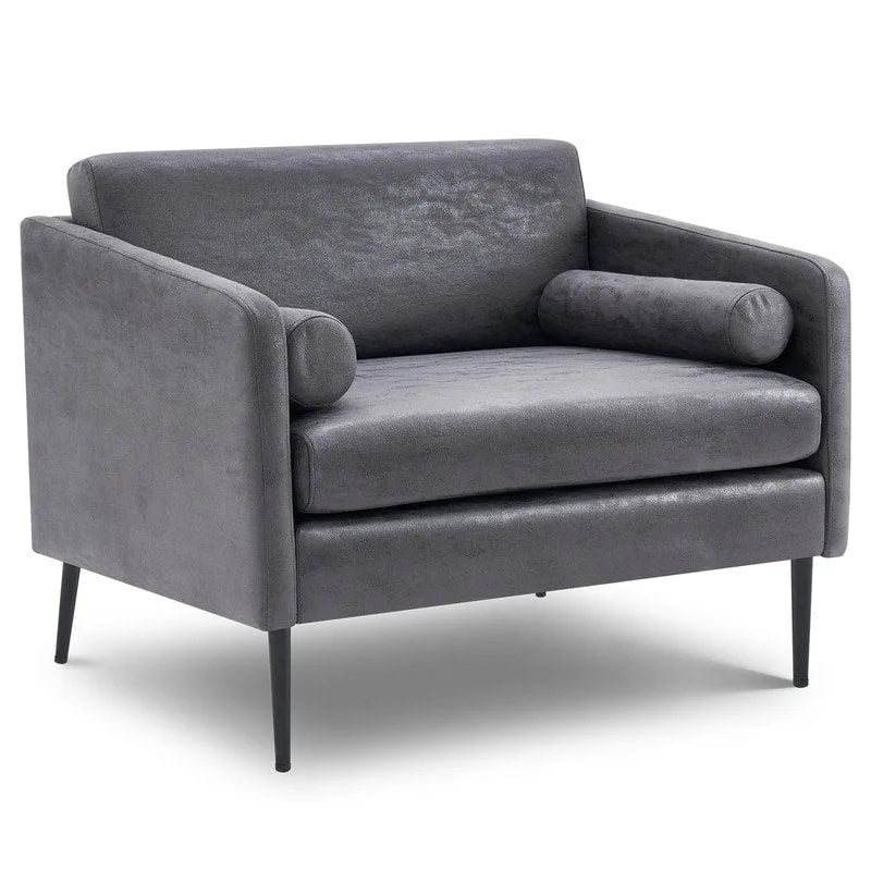 Fauteuil d'appoint enveloppant en tissu métallisé 1,5 places avec oreiller Fauteuil rond d'intérieur