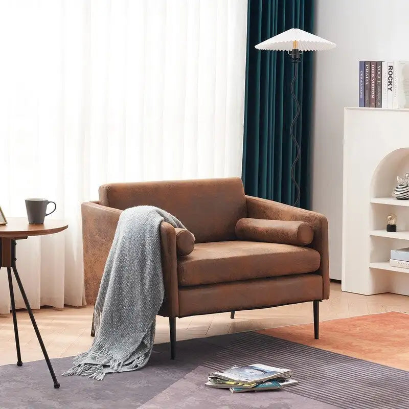 Fauteuil d'appoint enveloppant en tissu métallisé 1,5 places avec oreiller Fauteuil rond d'intérieur