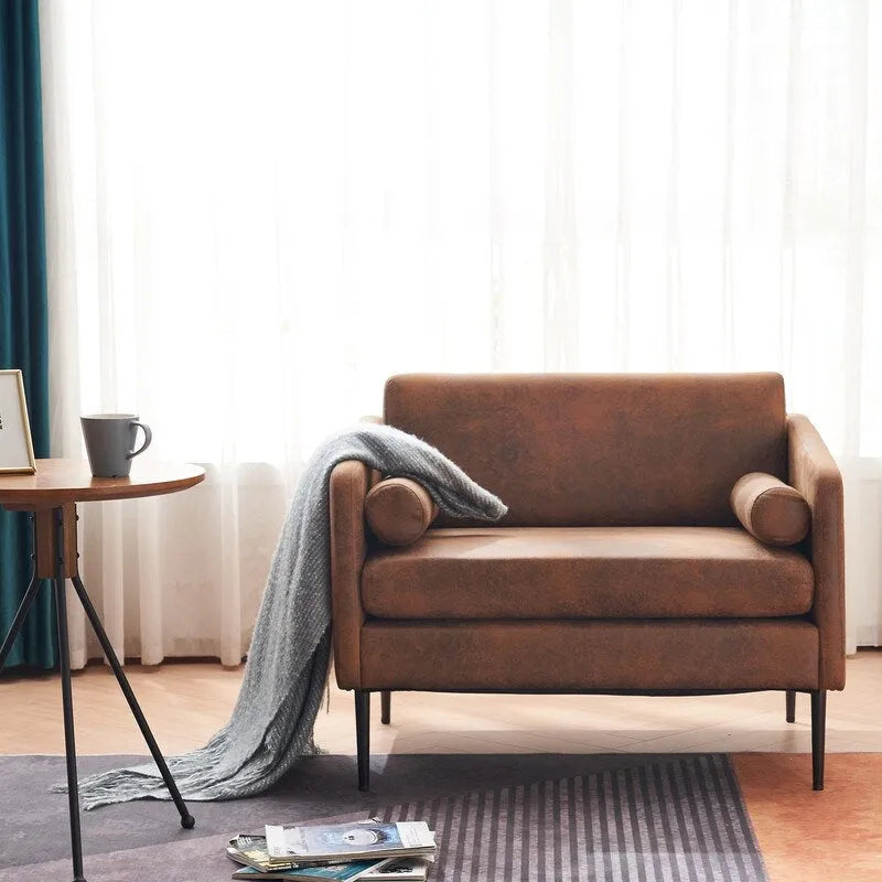 Fauteuil d'appoint enveloppant en tissu métallisé 1,5 places avec oreiller Fauteuil rond d'intérieur