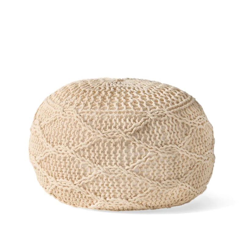 Pouf rond en coton tricoté Morven Modern de Christopher Knight Home