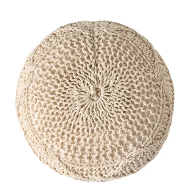 Pouf rond en coton tricoté Morven Modern de Christopher Knight Home