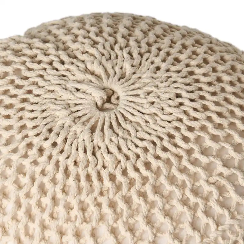 Pouf rond en coton tricoté Morven Modern de Christopher Knight Home
