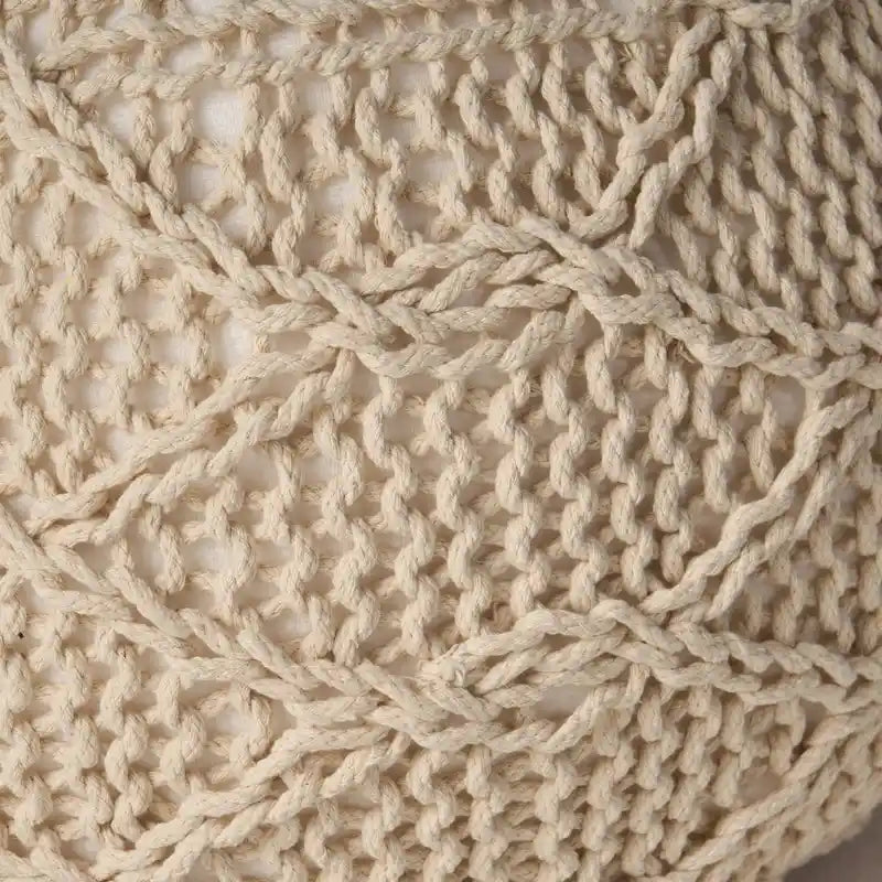 Pouf rond en coton tricoté Morven Modern de Christopher Knight Home