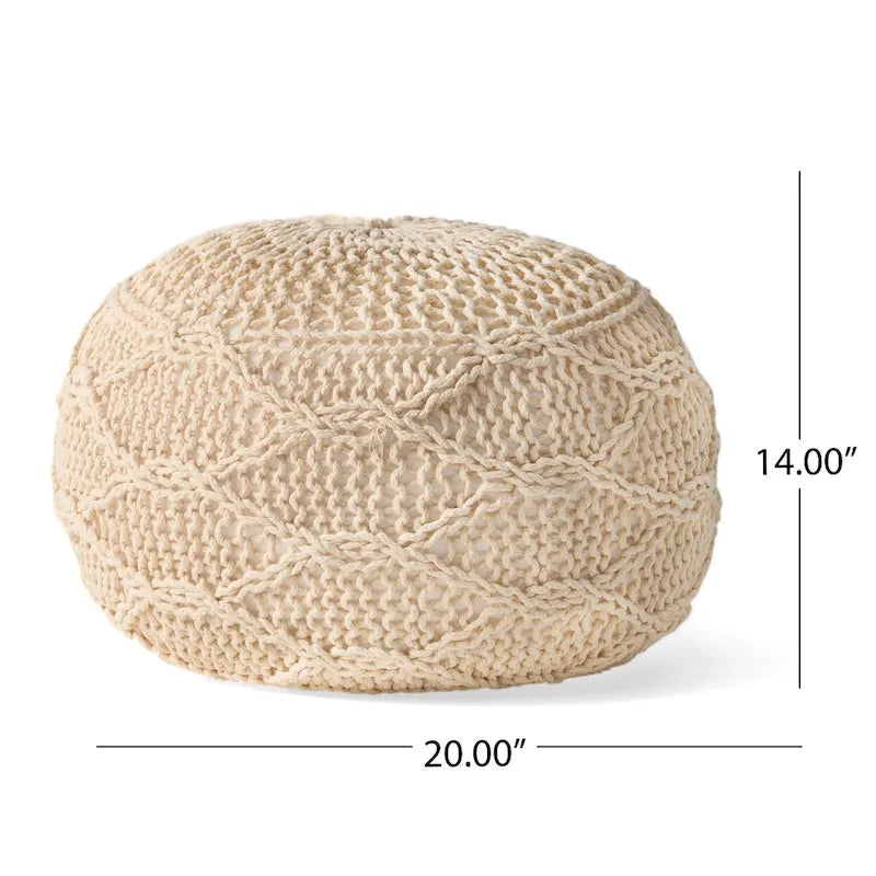 Pouf rond en coton tricoté Morven Modern de Christopher Knight Home
