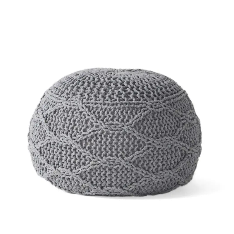 Pouf rond en coton tricoté Morven Modern de Christopher Knight Home