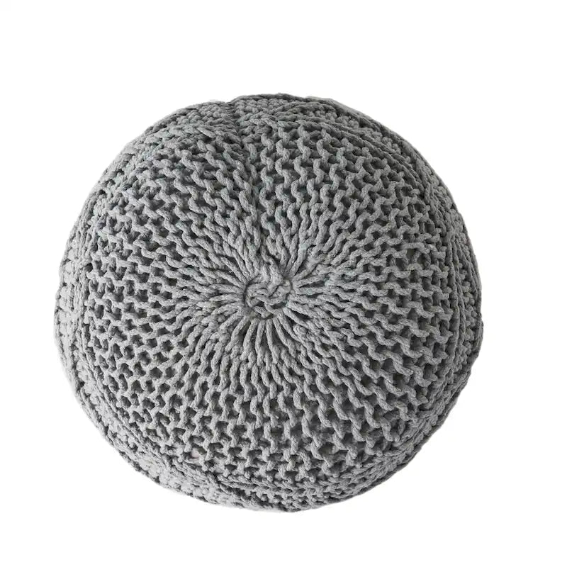 Pouf rond en coton tricoté Morven Modern de Christopher Knight Home