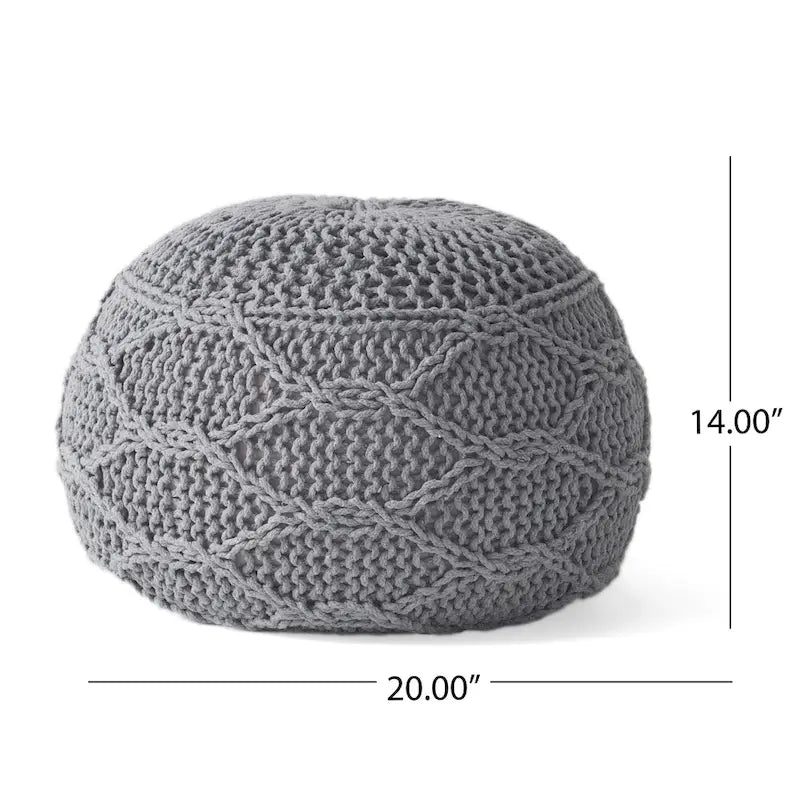 Pouf rond en coton tricoté Morven Modern de Christopher Knight Home