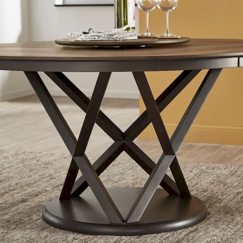 Table de salle à manger Priya Lazy Susan avec plateau tournant expresso et noyer par iNSPIRE Q Modern