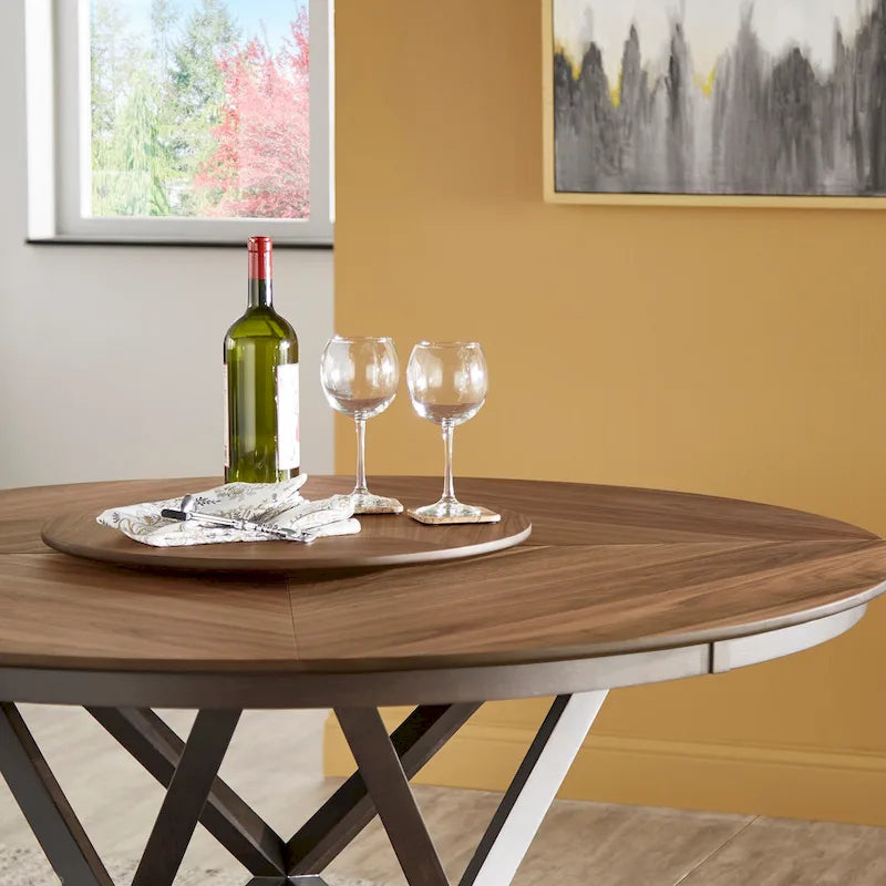 Table de salle à manger Priya Lazy Susan avec plateau tournant expresso et noyer par iNSPIRE Q Modern
