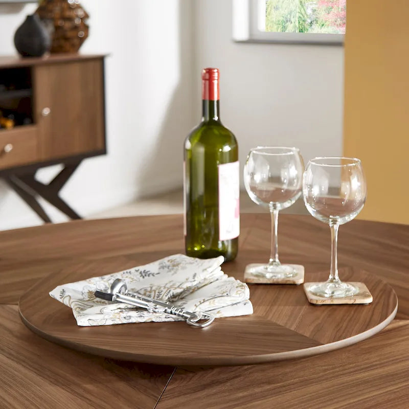 Table de salle à manger Priya Lazy Susan avec plateau tournant expresso et noyer par iNSPIRE Q Modern